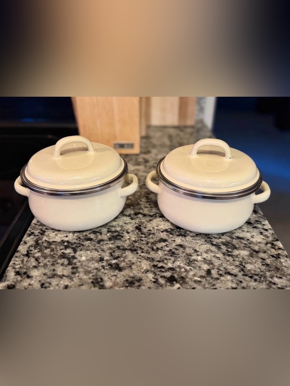 Megaware Vintage Cream Enamel Covered Casserole Dishes with Lid - Set of 2